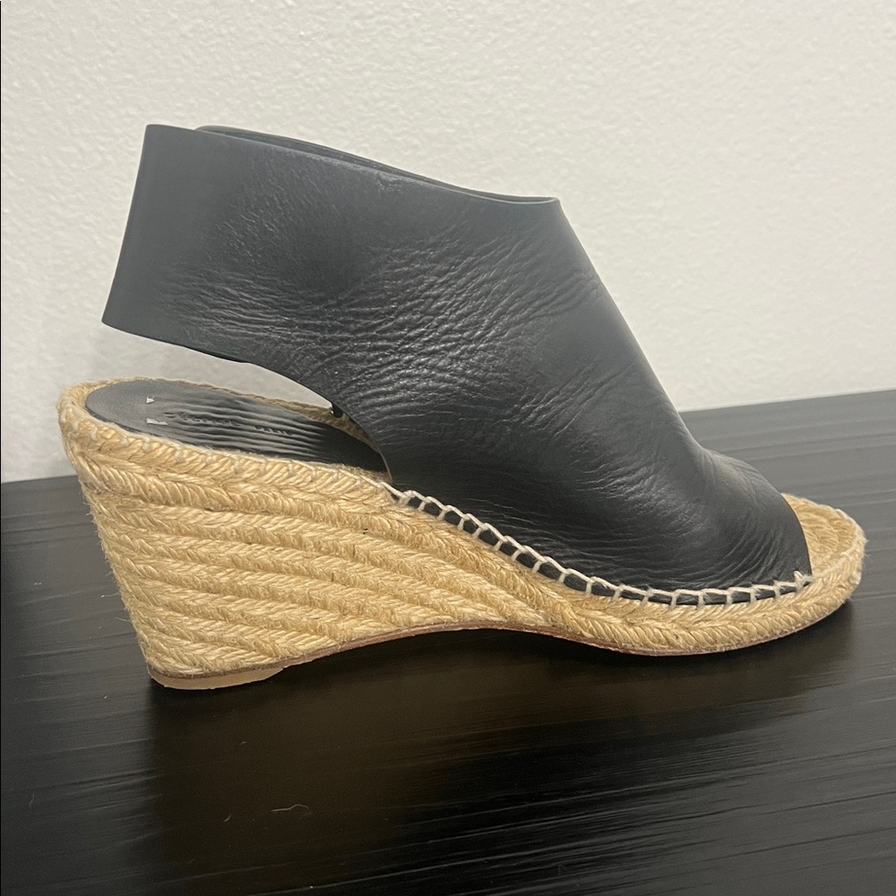 Celine Paris Size Euro 36 Black Leather Wedge Sandals - Picture 5 of 14